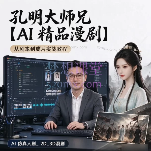 孔明大师兄【AI 精品漫剧】零基础玩转AI漫剧从剧本到成片实战教程-AI 仿真人剧_ 2D_3D漫剧