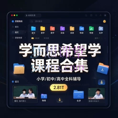 学而思希望学课程合集，小学/初中/高中K12全科辅导(2.81T)<br><br>