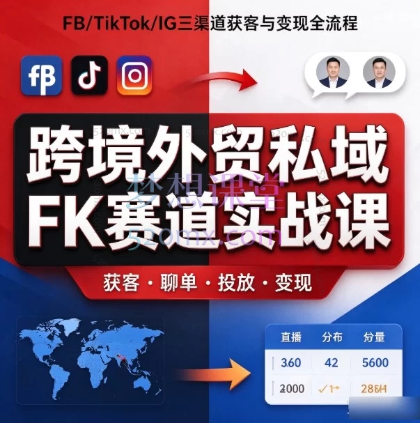 跨境外贸私域FK赛道实战课 | FB/TikTok/IG三渠道获客与变现全流程