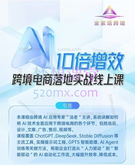 金紫塔跨境AI10倍增效落地实战课，用AI重塑跨境运营全链路（讲师：法老Pharaoh）