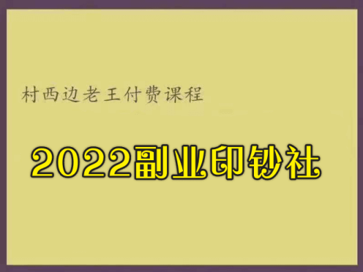 村西边老王:2022副业印钞社,副业和自媒体赚钱课