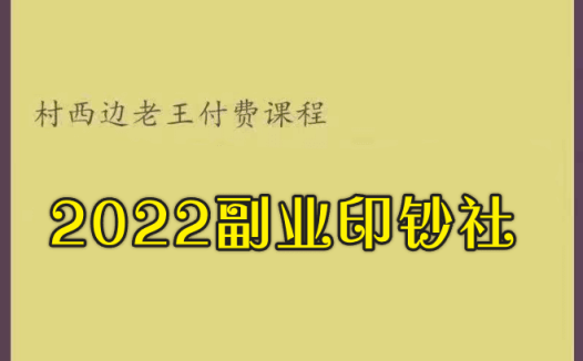 村西边老王:2022副业印钞社,副业和自媒体赚钱课