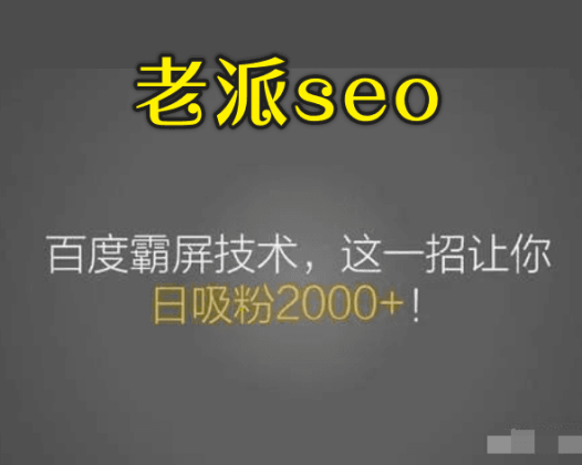 老派Seo：百度霸屏引流课程「搜索引擎推广全系可复制，打造精准被动流量系统」含工具
