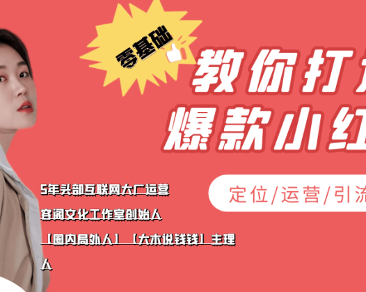 学做小红书自媒体从0到1，零基础教你打造爆款小红书