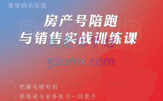 皮哥·房产销售新渠道获客与业务课，​打造新时代房产经纪达人