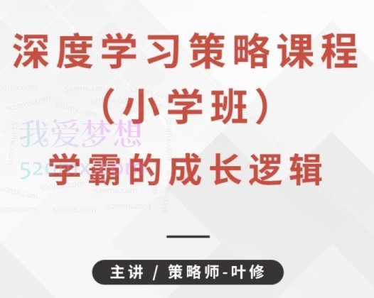 叶修《深度学习策略课程·小学班》学霸的成长逻辑