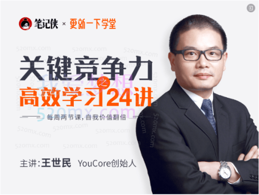 王世民关键竞争力之职场高效学习方法24讲，让自我价值翻倍