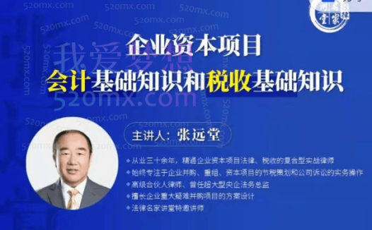张远堂:企业资本项目会计基础知识和税收基础知识