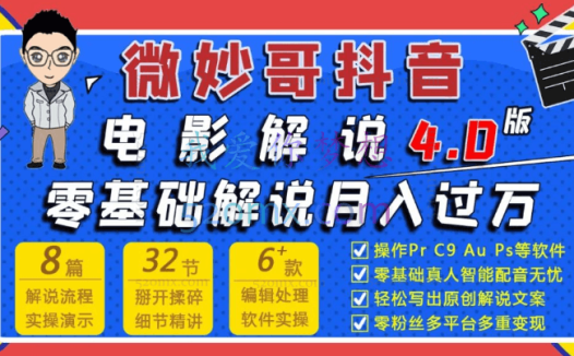 微妙哥:电影解说4.0 零基础解说月入过万
