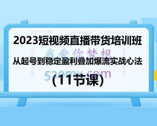风小云:2023短视频直播带货培训班:从起号到稳定盈利叠加爆流实战心法(11节课)