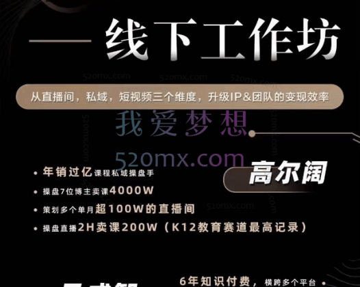 马成智/高尔阔:变现效率线下工作坊,从直播间,私域,短视频三个维度,升级IP&团队的变现效率