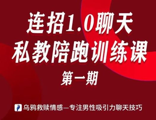 乌鸦救赎《连招1.0聊天私教陪跑训练营》等系列课
