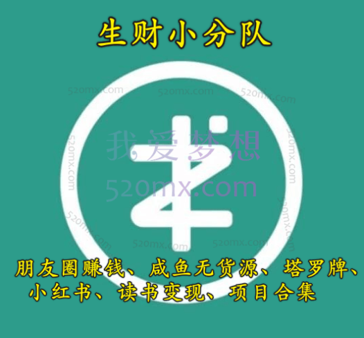 生财小分队朋友圈赚钱、咸鱼无货源、塔罗牌、小红书、读书变现、项目合集