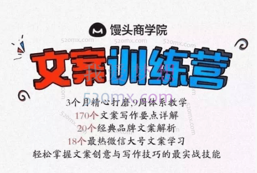 馒头商学院龙小天《文案训练营》全面系统解决文案写作难题!