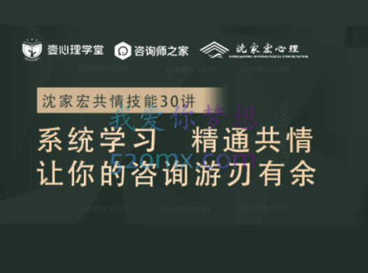 沈家宏共情技能30讲:系统学习,精通共情, 让你的咨询游刃有余!