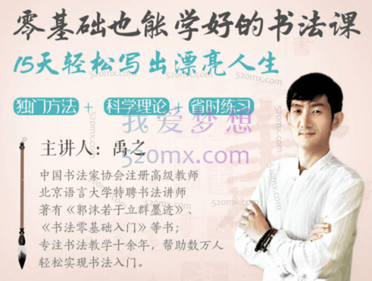 禹之老师:漂亮书法零基础15天轻松学好的书法课