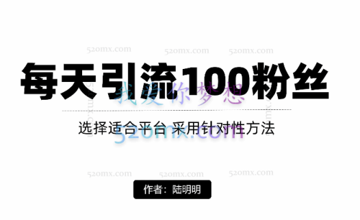 陆明明:让你每天获得100精准方法,只是做好这几步!