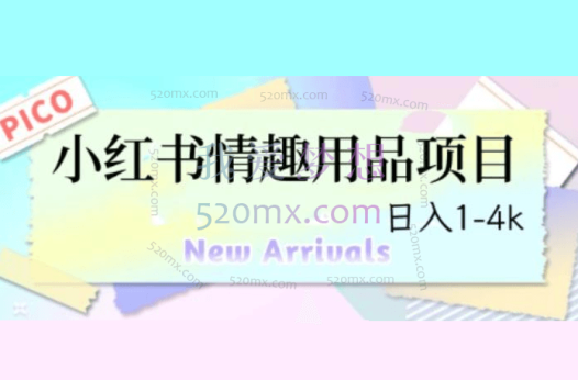 最新小红书情趣用品项目,日入1-4k【仅揭秘】