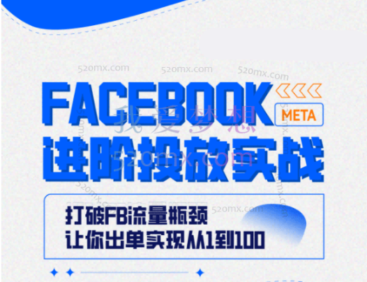 Facebook进阶投放实战训练营，打破FB流量瓶颈，让你出单实现从1到100