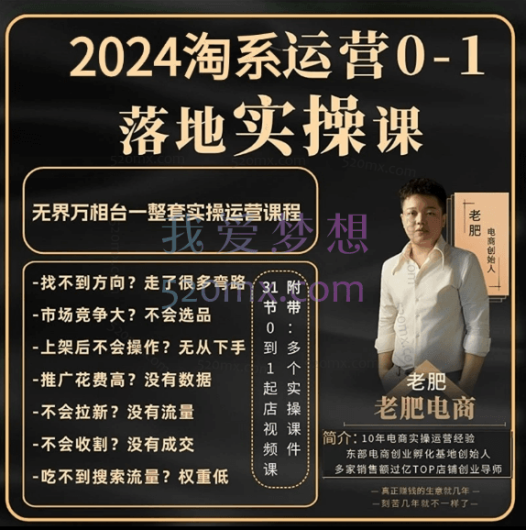 老肥电商-2024淘系运营0-1落地实操课(包含无界系统实操落地玩法)