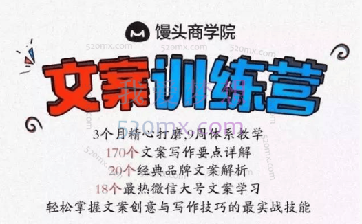 馒头商学院龙小天《文案训练营》全面系统解决文案写作难题!