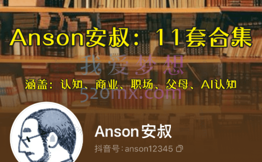 Anson安叔：11套合集涵盖：认知、商业、职场、父母、AI认知