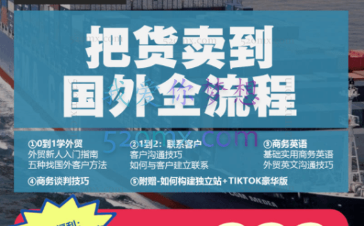旺坤商学院:零基础学外贸,如何把货卖国外全流程(社媒开发、外贸英语、Tiktok、谈判、独立站搭建全流程)