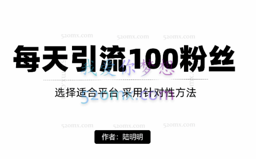 陆明明:让你每天获得100精准方法,只是做好这几步!