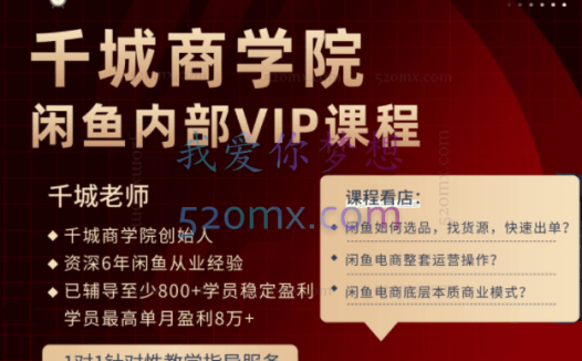 千城闲鱼无货源单店6000+VIP最新课程