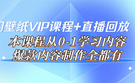 闪闪壁纸最新VIP课程 直播回放【新】