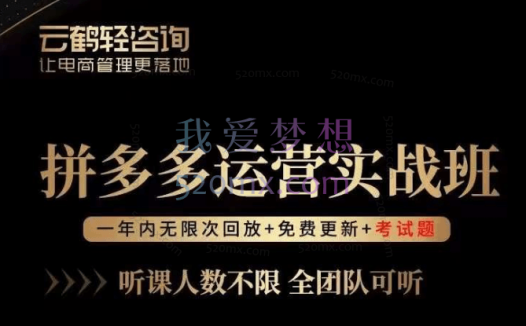 老陶电商：拼多多运营实战班流量底层逻辑，免费+付费流量玩法