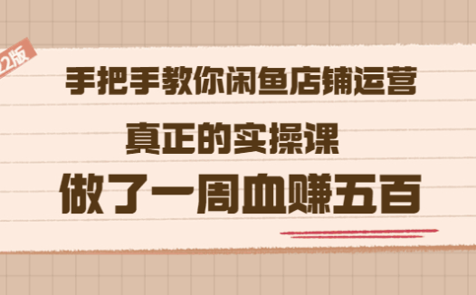 《手把手教你闲鱼店铺运营》真实的实操课 做了一周血赚五百 (16节课)