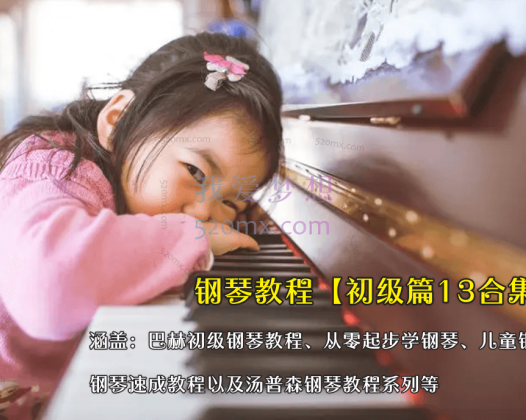 钢琴教程【初级篇13合集】涵盖:巴赫初级钢琴教程、从零起步学钢琴、儿童钢琴、钢琴速成教程以及汤普森钢琴教程系列等