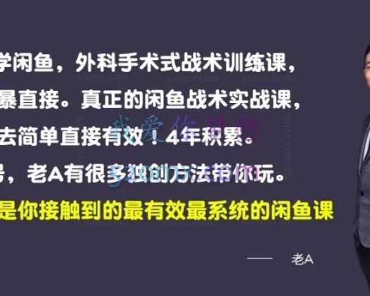 老A闲鱼卖货实战课，简单直接粗暴，独创方法带你玩转闲鱼卖货！