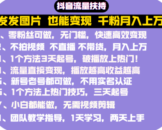 抖音发图就能赚钱!价值1299元的实操文档,全是干货!首发