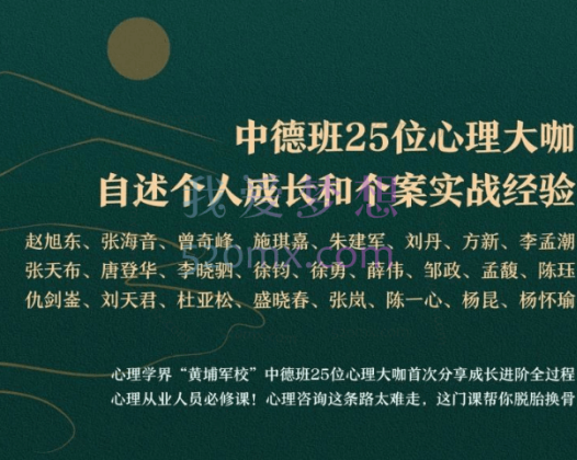 中德班15大咖自述个人成长和个案实战经验