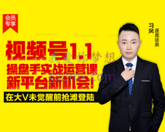 逐鹿学堂：视频号1.1操盘手实战运营课新平台新机会！