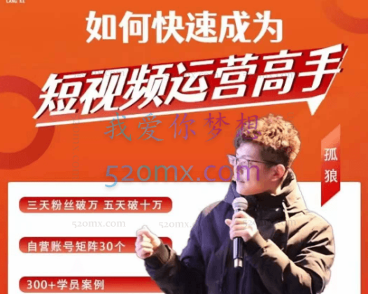 孤狼短视频运营实操课（如何快速成为短视频运营高手）