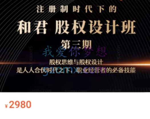 和君股权设计班24讲（第三期)