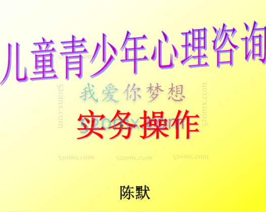 陈默：青少年儿童心理咨询实务操作