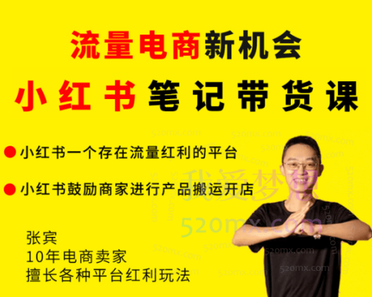 猫课张宾小红书笔记带货课,快速搭建小红书模型,解决流量贵、利润低的问题.