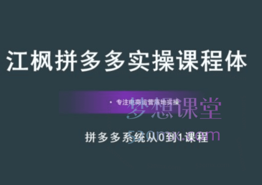 江枫电商多多实操系统课程