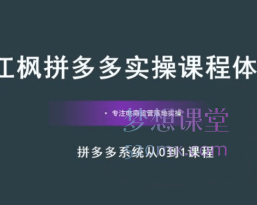江枫电商多多实操系统课程